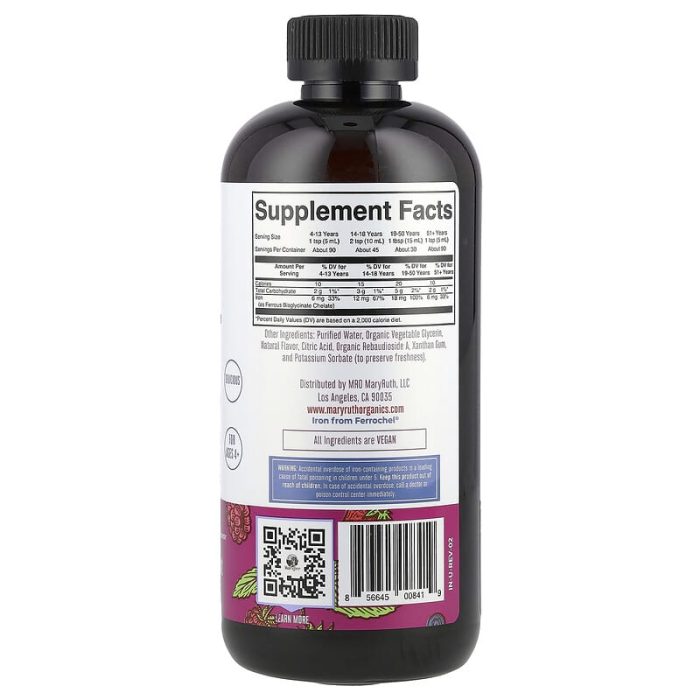MaryRuth's, Vegan Liquid Iron, For Ages 4+, Berry, 6 mg, 15.22 fl oz (450 ml) - Image 2