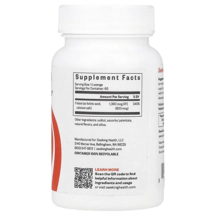 Seeking Health, Folinic Acid , 800 mcg, 60 Lozenges - Image 2