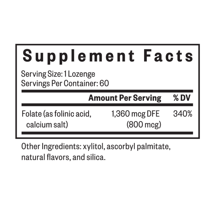 Seeking Health, Folinic Acid , 800 mcg, 60 Lozenges - Image 4