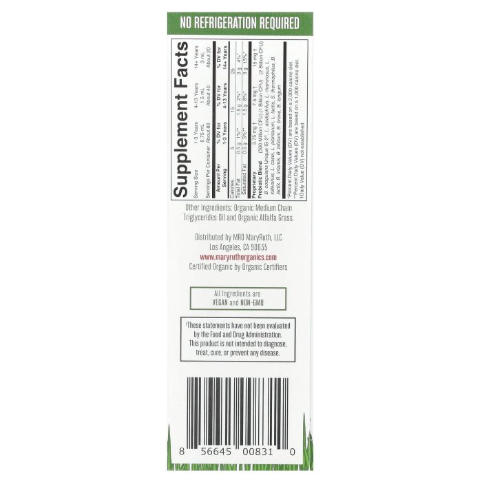 MaryRuth's, Organic Liquid Probiotic, Unflavored, 2 fl oz (60 ml) - Image 2