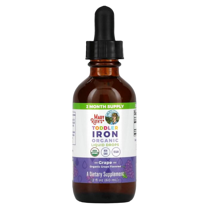 MaryRuth's, Toddler Iron Organic Liquid Drops, 1-3 Years, Grape, 3.5 mg, 2 fl oz (60 ml) - Image 3