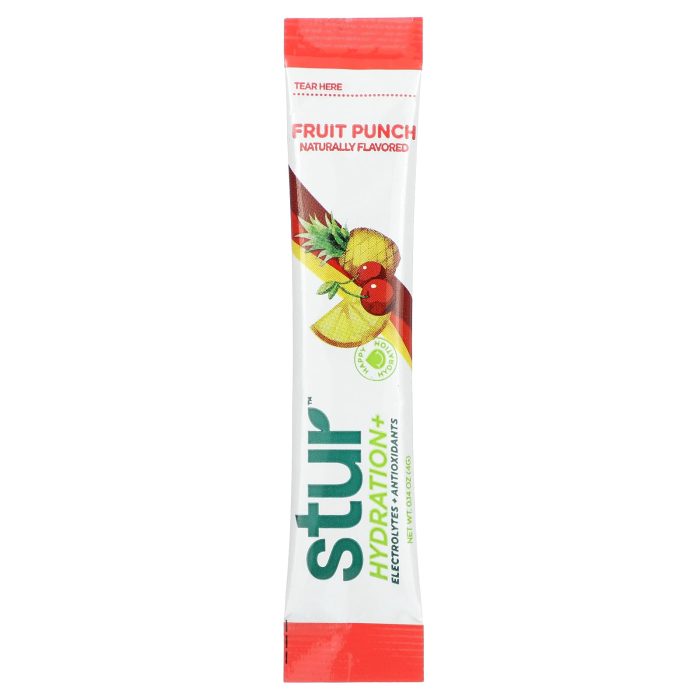 Stur, Hydration + Electrolytes + Antioxidants Drink Mix, Fruit Punch, 8 Sticks, 0.14 oz (4 g) Each - Image 3