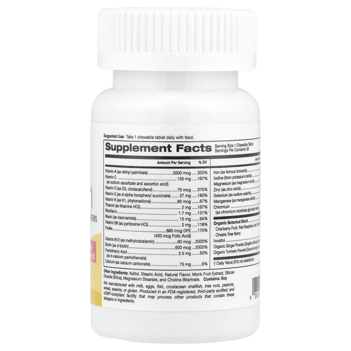 Super Nutrition, SimplyOne®, Women, Multivitamin + Supporting Herbs with Vitamin A, and Organic Botanical Blend, Wild-Berry, 30 Chewables - Image 2