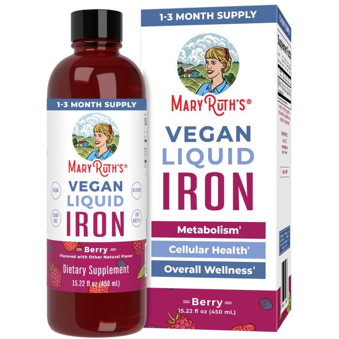 MaryRuth's, Vegan Liquid Iron, For Ages 4+, Berry, 6 mg, 15.22 fl oz (450 ml)