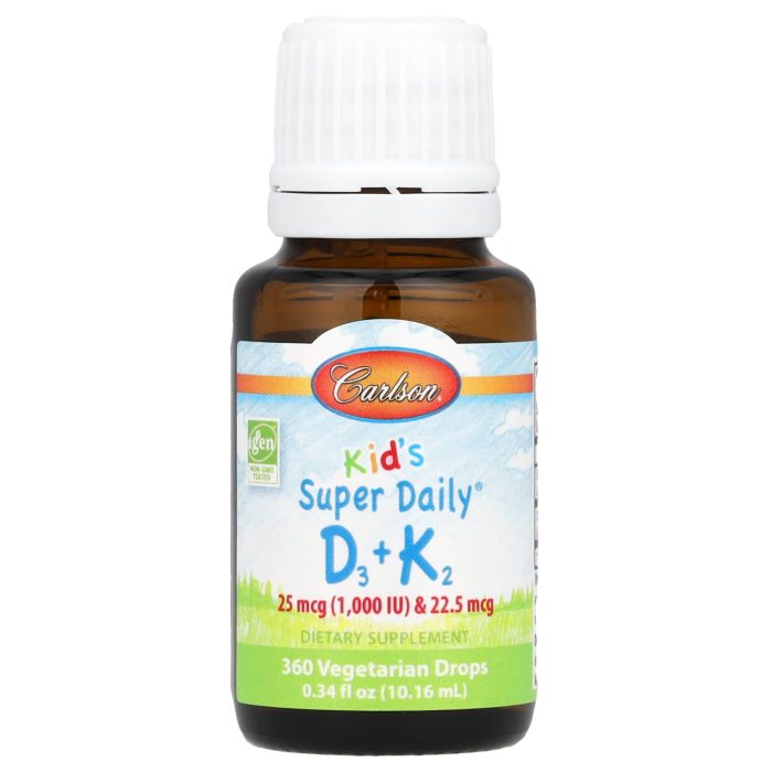 Carlson, Kid's Super Daily® D3 + K2, 0.34 fl oz (10.16 ml) - Image 3