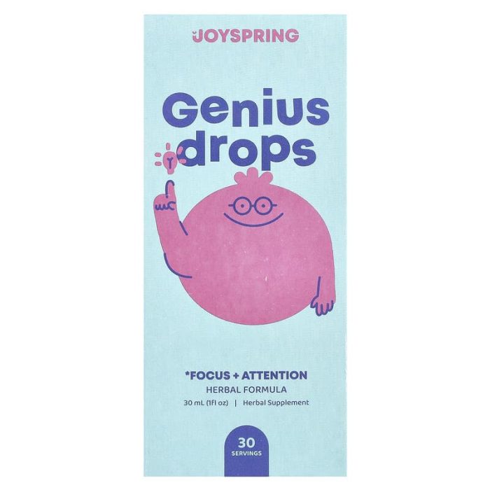 JoySpring, Genius Drops, Focus + Attention, , 1 fl oz (30 ml)