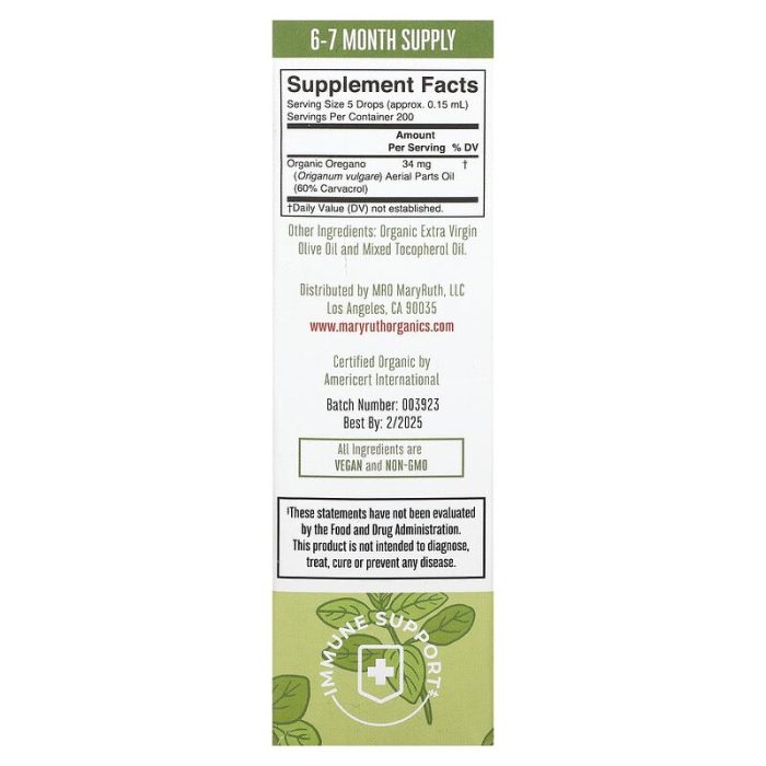 MaryRuth's, Organic Oil of Oregano Liquid Drops, 1 fl oz (30 ml) - Image 2