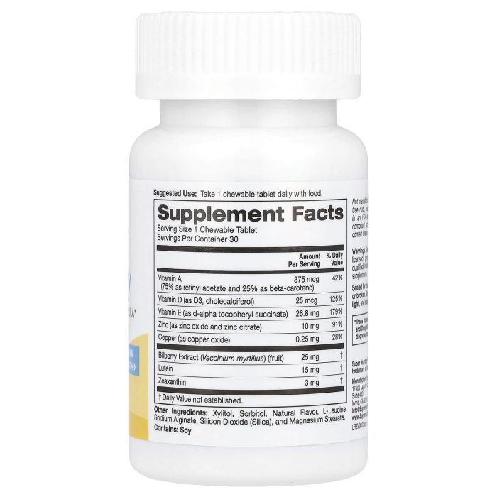 Super Nutrition, SimplyOne®, See Clearly, Triple Power Vision Formula with Lutein, Zeaxanthin, Vitamins, Minerals and Botanical Extracts, 30 Chewable Tablets - Image 2