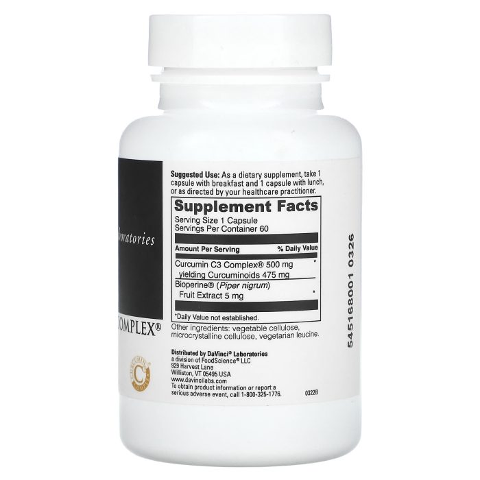 DaVinci Laboratories, Curcumin C3 Complex, 500 mg, 60 Capsules - Image 2