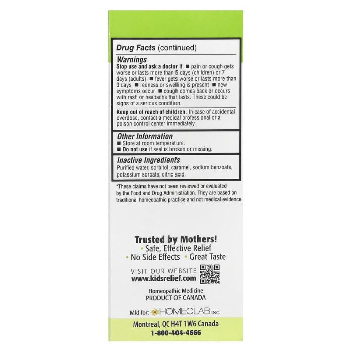 Homeolab USA, Kids Relief, Cough & Cold Syrup, For Kids 0-12 Yrs, 3.4 fl oz (100 ml) - Image 3