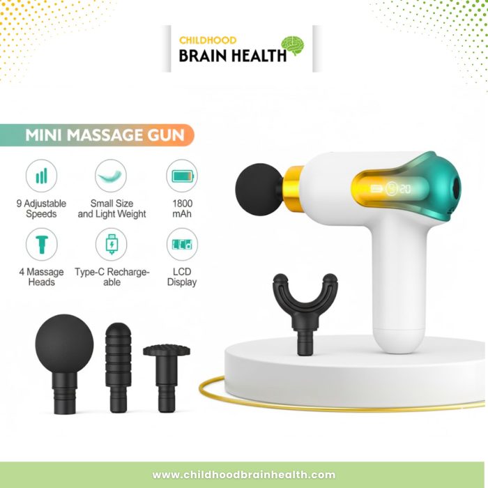MF-601G Mini Massage Gun for Kids | 9-Speed Portable Muscle Relaxer with LCD Display & 4 Massage Heads - Image 2