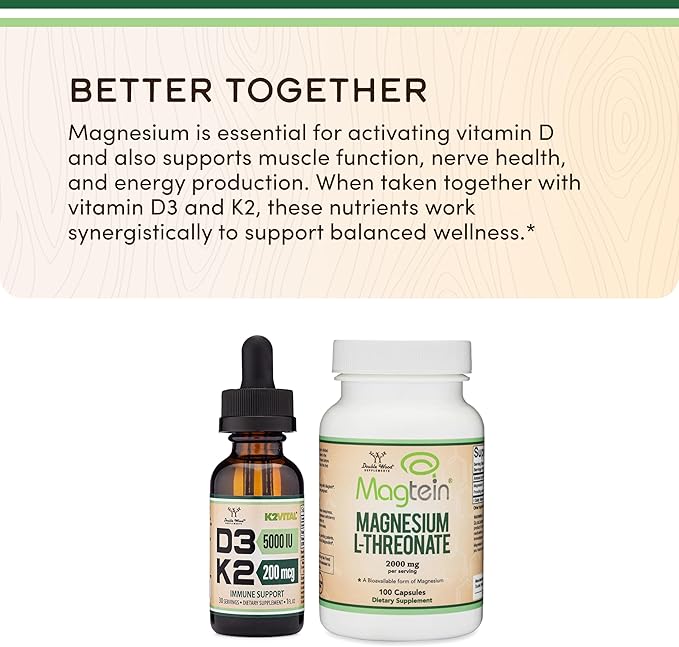 Vitamin D3 K2 5,000 IU Liquid Drops (5,000 IU of D3 and 200mcg of 99.9% All-Trans Patented K2 MK-7 (K2Vital)) Max Absorption Liquid Vitamin D Drops for Kids and Adults (30 Servings) by Double Wood - Image 5